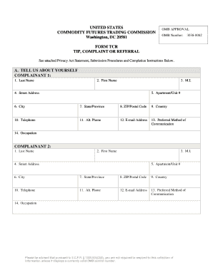 Commodity Futures Trading Commission Complaint Form