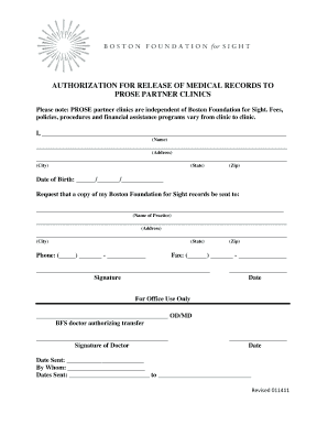 Authorization for Release of Medical Records
