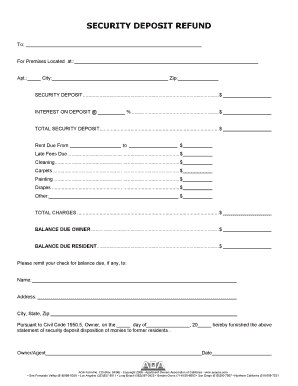 Security Deposit Refund Form