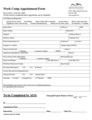 Work Comp Appointment Form