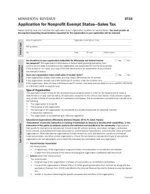 Minnesota Nonprofit Sales Tax Exemption Application