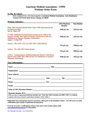 AMA Webinar Order Form
