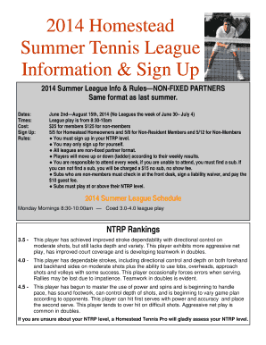 Summer 14 league sign up sheet - Homestead Court Club