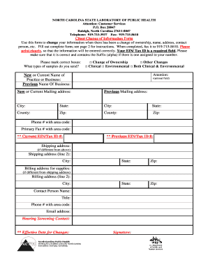 North Carolina Client Change of Information Form