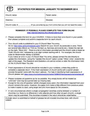 Church of England Annual Statistics Form