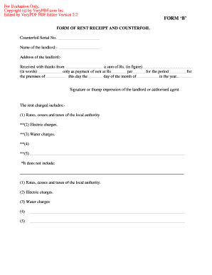 Simple receipt template - Form Of RENT RECEIPT And Counterfoil