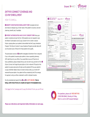 Entyvio Connect Coverage and Co-pay Enrollment Form