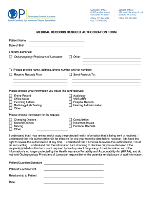 Medical Records Request Authorization Form