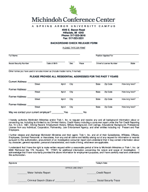 Background Check Release Form