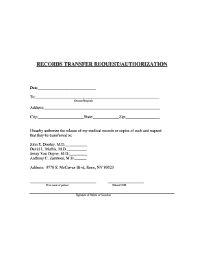 Medical Records Transfer Authorization