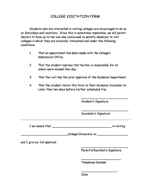 College Visitation Form
