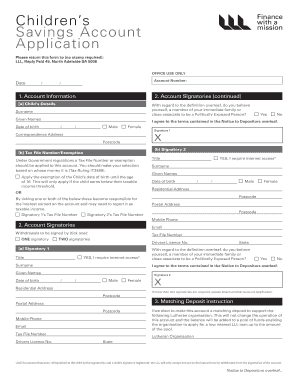 Children's Savings Account Application