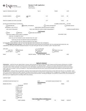 Business Credit Application Form