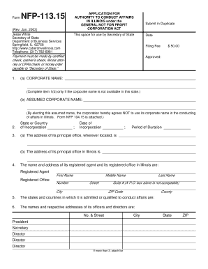 Illinois Not For Profit Corporation Application