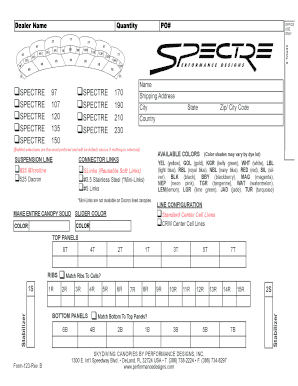 Skydiving Canopy Configuration Form