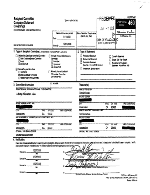 California Campaign Disclosure Statement
