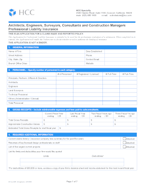 Professional Liability Insurance Application