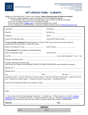 OPT Update Form - 12-Month