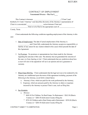 Uncontested Divorce Contract