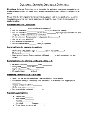 Socratic Seminar Sentence Starters