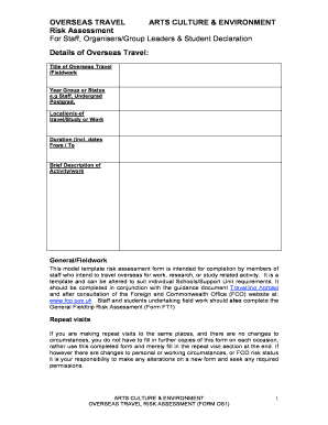 Overseas Travel Risk Assessment Form