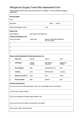 Travel Risk Assessment Form