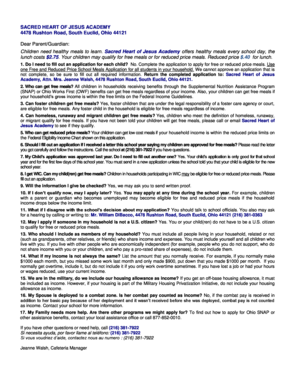 Free and Reduced Price School Meals Application