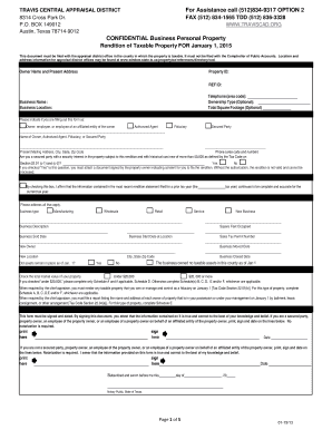 Texas Business Personal Property Rendition Form