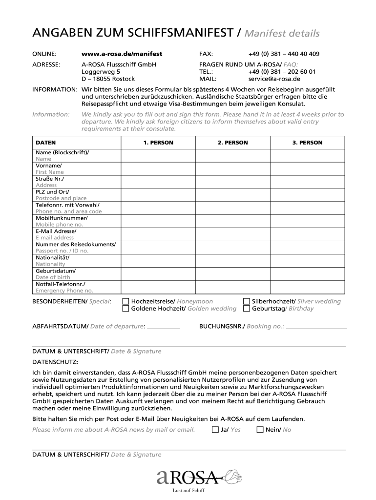 schiffsmanifest arosa Preview on Page 1