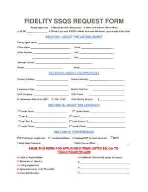 Fidelity SSQS Short Sale Request Form