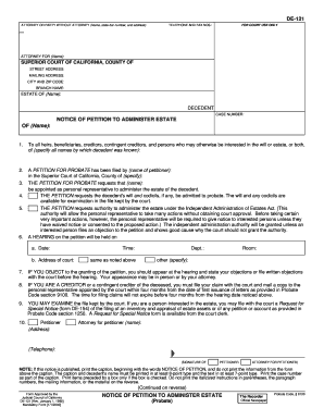 Notice of Petition to Administer Estate