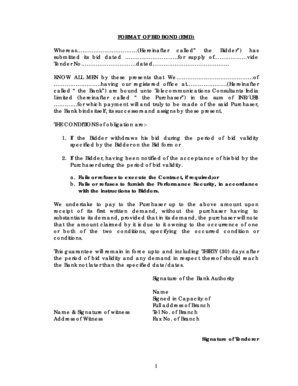 Bid Bond Form
