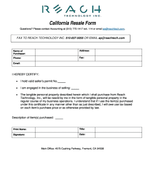 California Resale Certificate