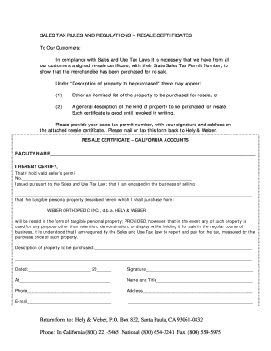 California Resale Certificate