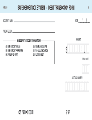 Safe Deposit Box Debit Transaction Form