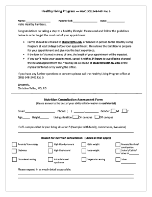 Nutrition Consultation Assessment Form