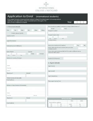 International College of Auckland Enrolment Application Form
