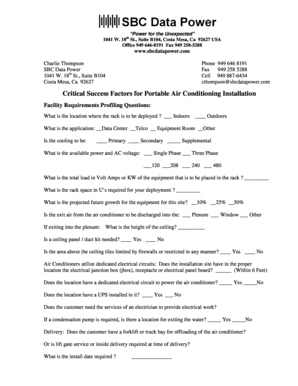 Portable Air Conditioning Installation Form