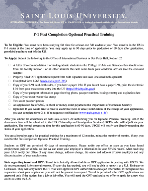 F-1 Post Completion Optional Practical Training Application