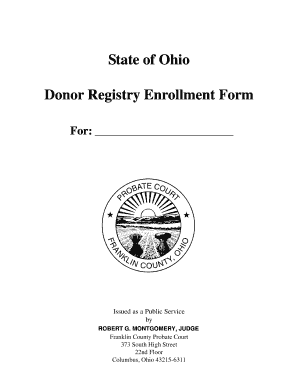 Ohio Donor Registry Enrollment Form