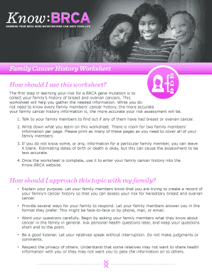 Family Cancer History Worksheet