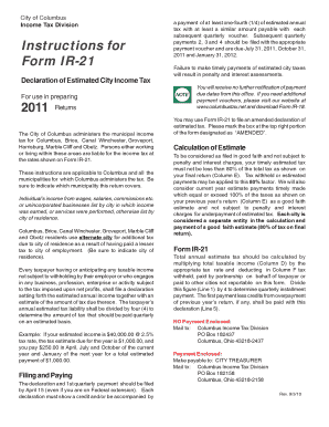 City of Columbus Income Tax Declaration