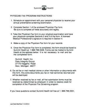 Physician Fax Form