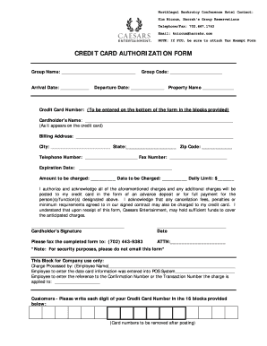 Credit Card Authorization Form