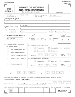 FEC Form 3 for Authorized Committee