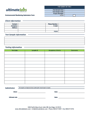 Environmental Monitoring Submission Form