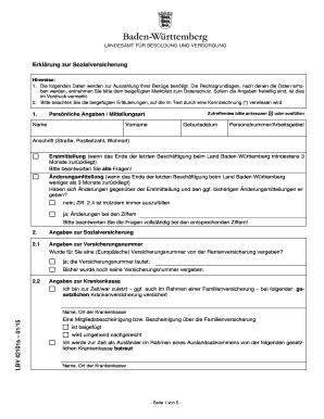 Erklärung zur Sozialversicherung