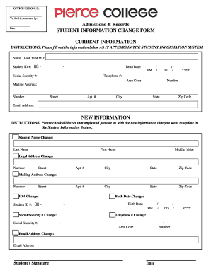 Student Information Change Form