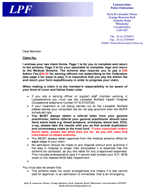 Leicestershire Police Federation Medical Claim Form