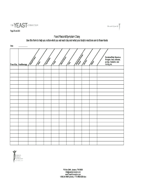 Food Record Symptom Diary